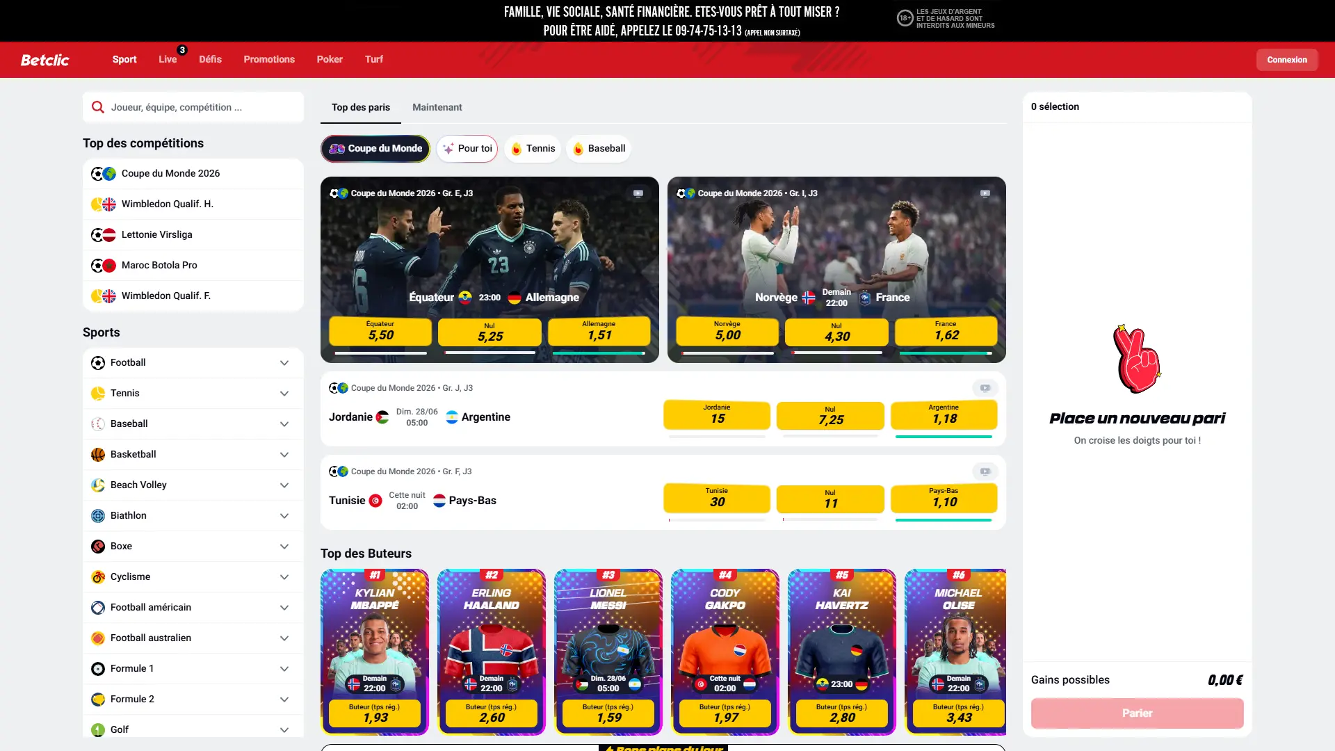 Rejoignez-nous et pariez sur le sport chez Betclic.