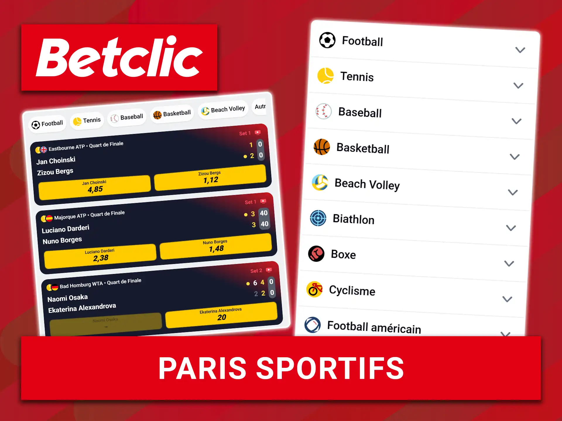 Découvrez les différentes options de paris sportifs disponibles sur Betclic.