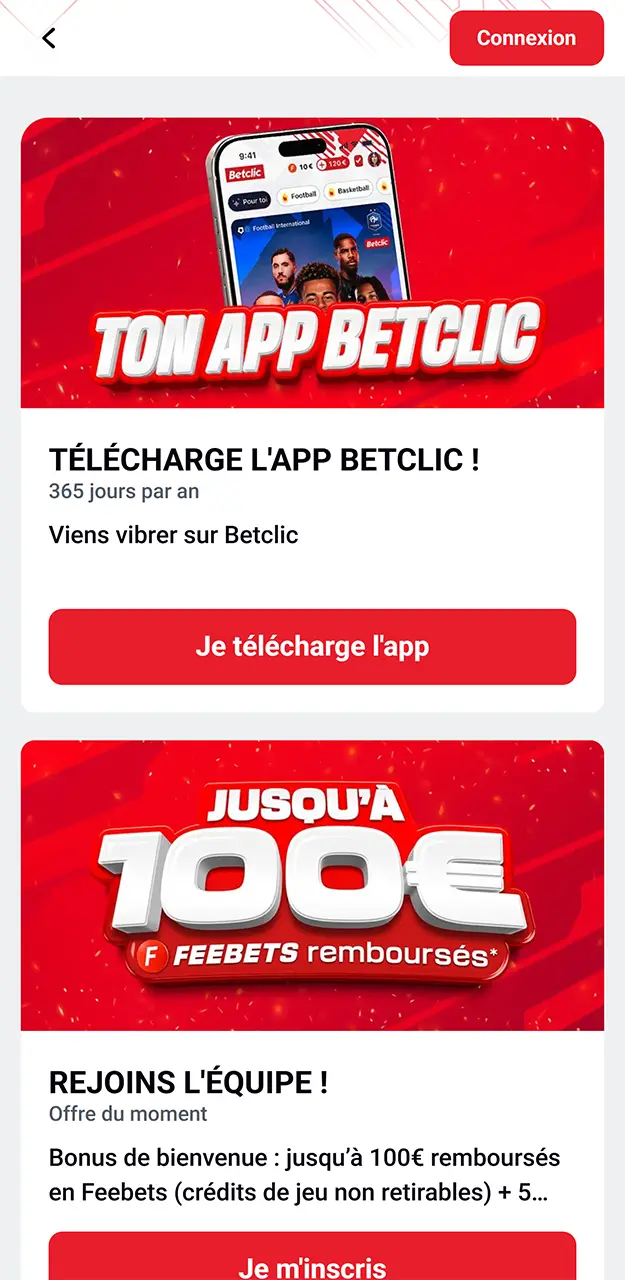 Téléchargez l'application Betclic et recevez un bonus.
