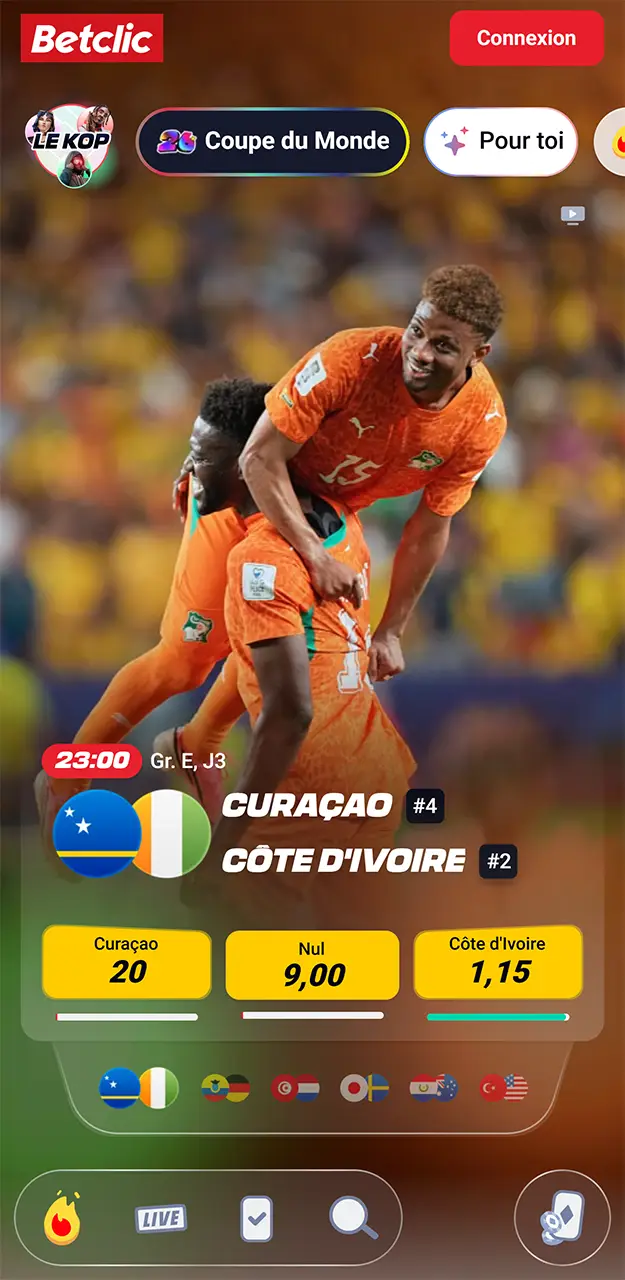 Téléchargez l'application Betclic sur Android ou iOS.