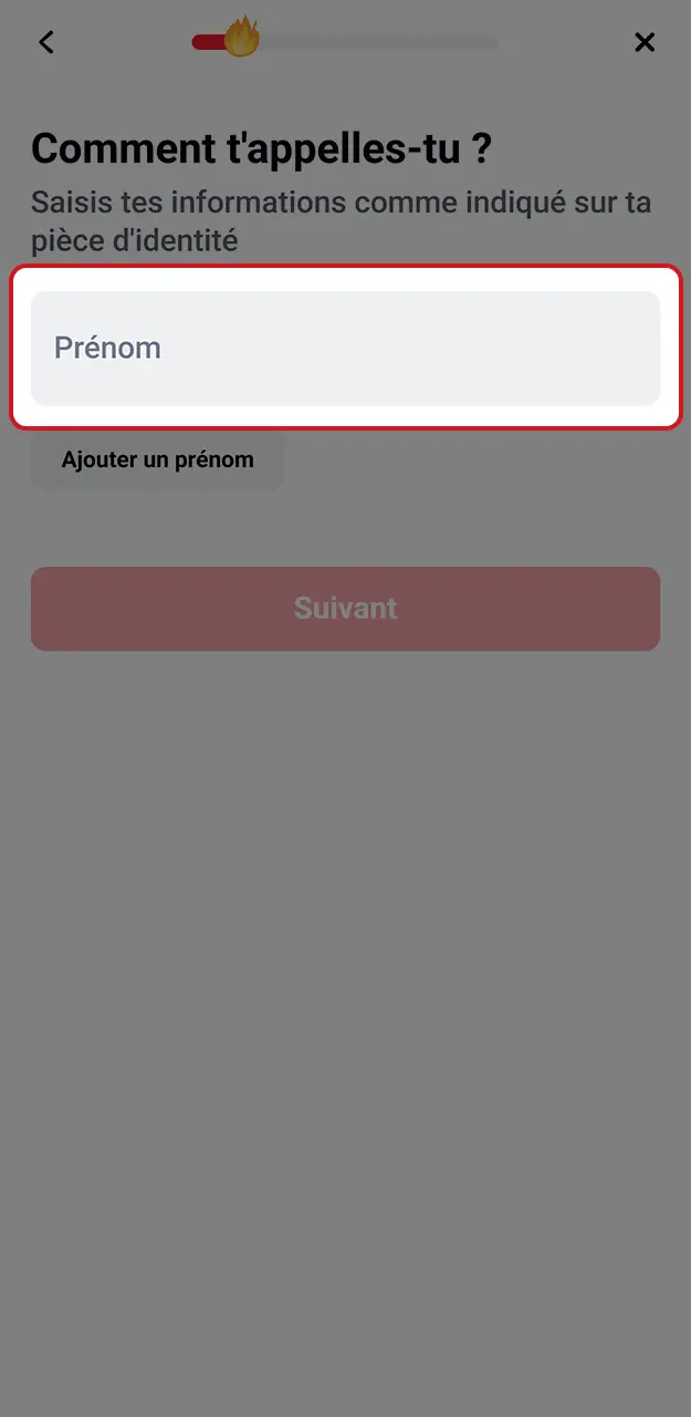 Veuillez indiquer vos informations personnelles lors de votre inscription sur Betclic.