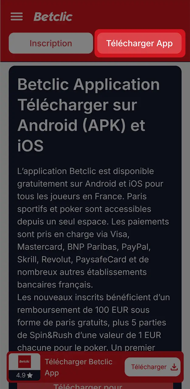 Téléchargez la dernière version de l'application Betclic.