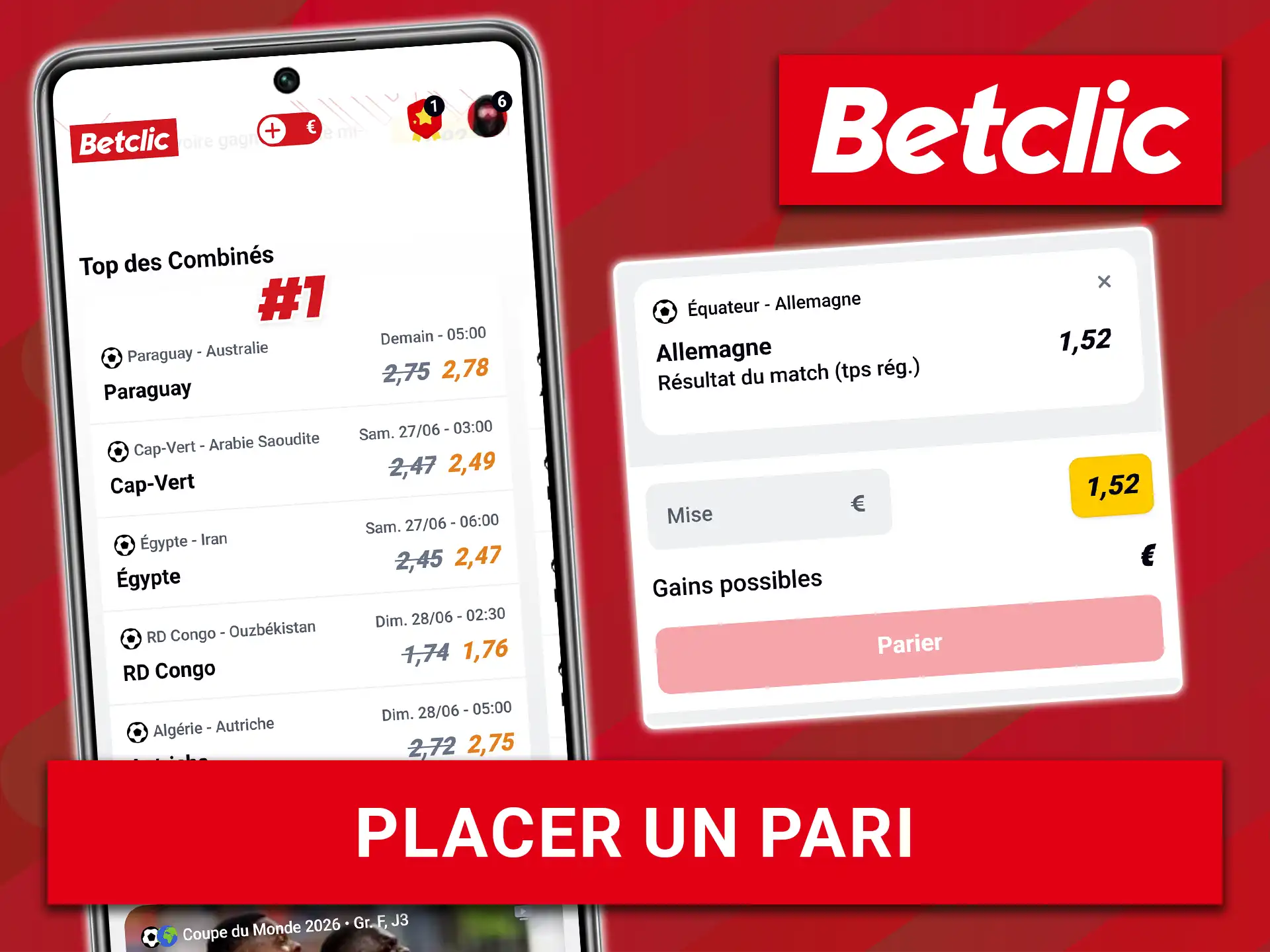 Pariez en toute simplicité sur l'application Betclic.
